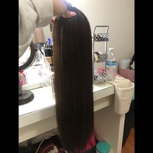 Human hair and synthetic hair ponytail